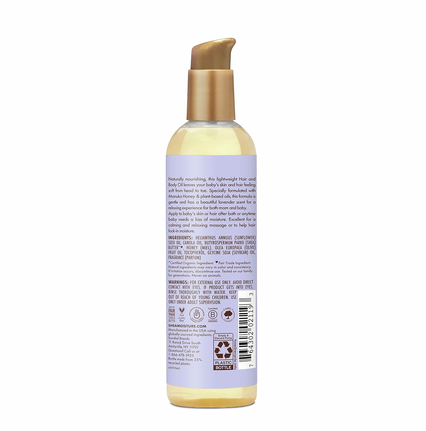 SheaMoisture Baby Hair and Body Oil for Delicate Hair and Skin Manuka Honey and Lavender Nighttime Hair and Skin Care Regimen 4.1 oz - Image 2
